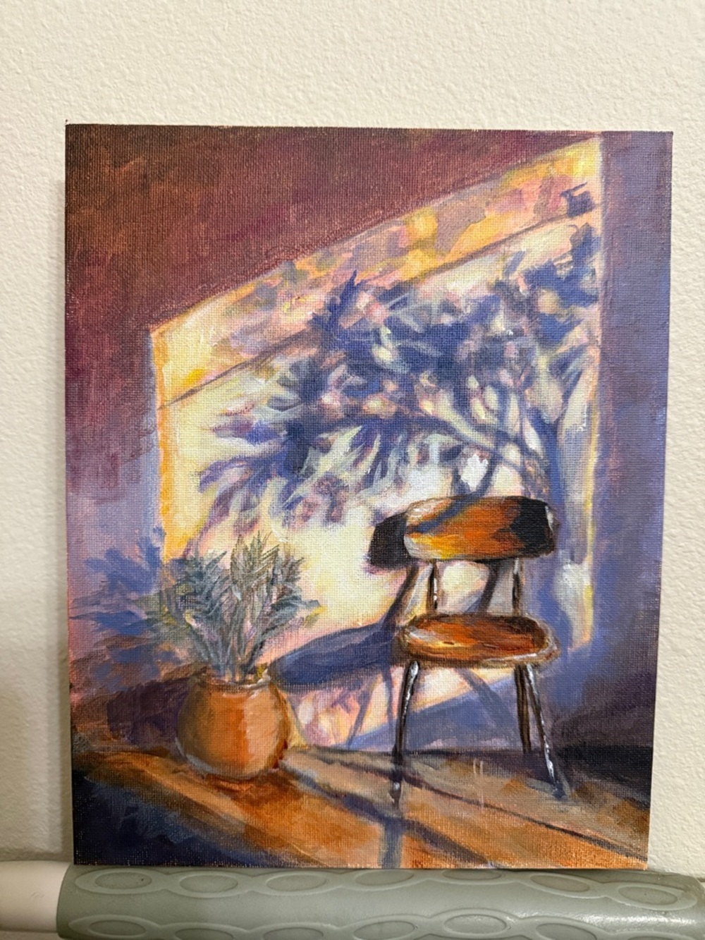 Sunlit Chair Wall Painting- mixed media on 10”x 8 “ canvas panel - Picture 3 of 5